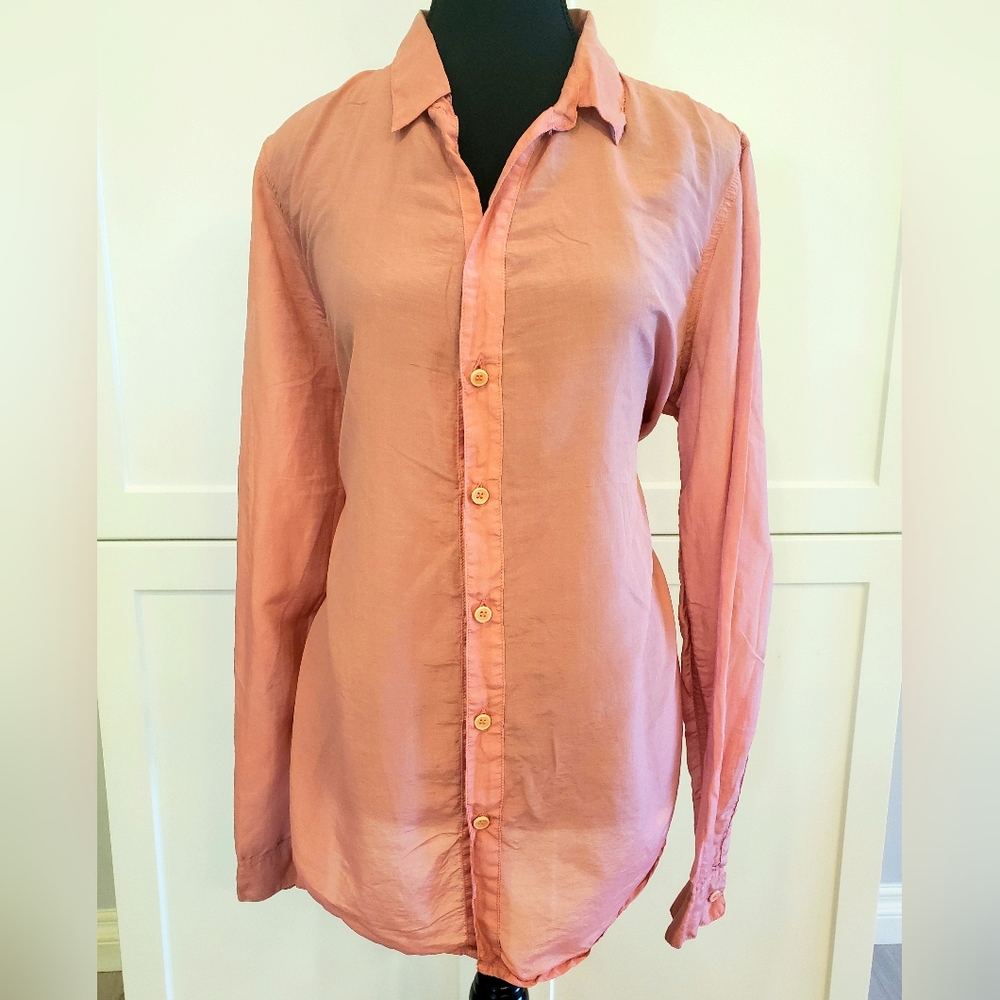 NWT Free People 100% Silk Pink/Salmon Blouse, Medium